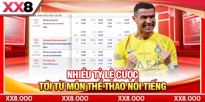 Nhiều tỷ lệ cược tới từ môn thể thao nổi tiếng